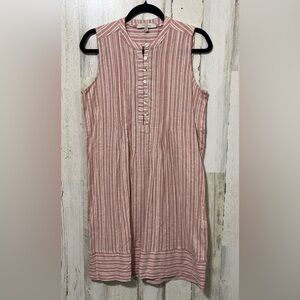 Sleeveless Striped Boxy Linen Tunic Dress Size XS